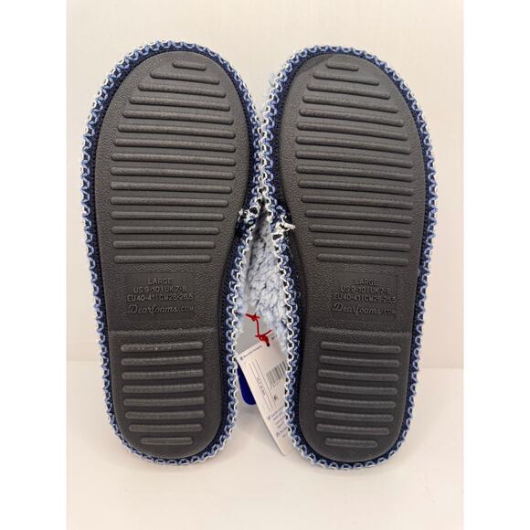DLUXE by Dearfoams Vera Teddy Scuff Slippers Blue Memory Foam Size L 9-10 UNISEX - Picture 4 of 10